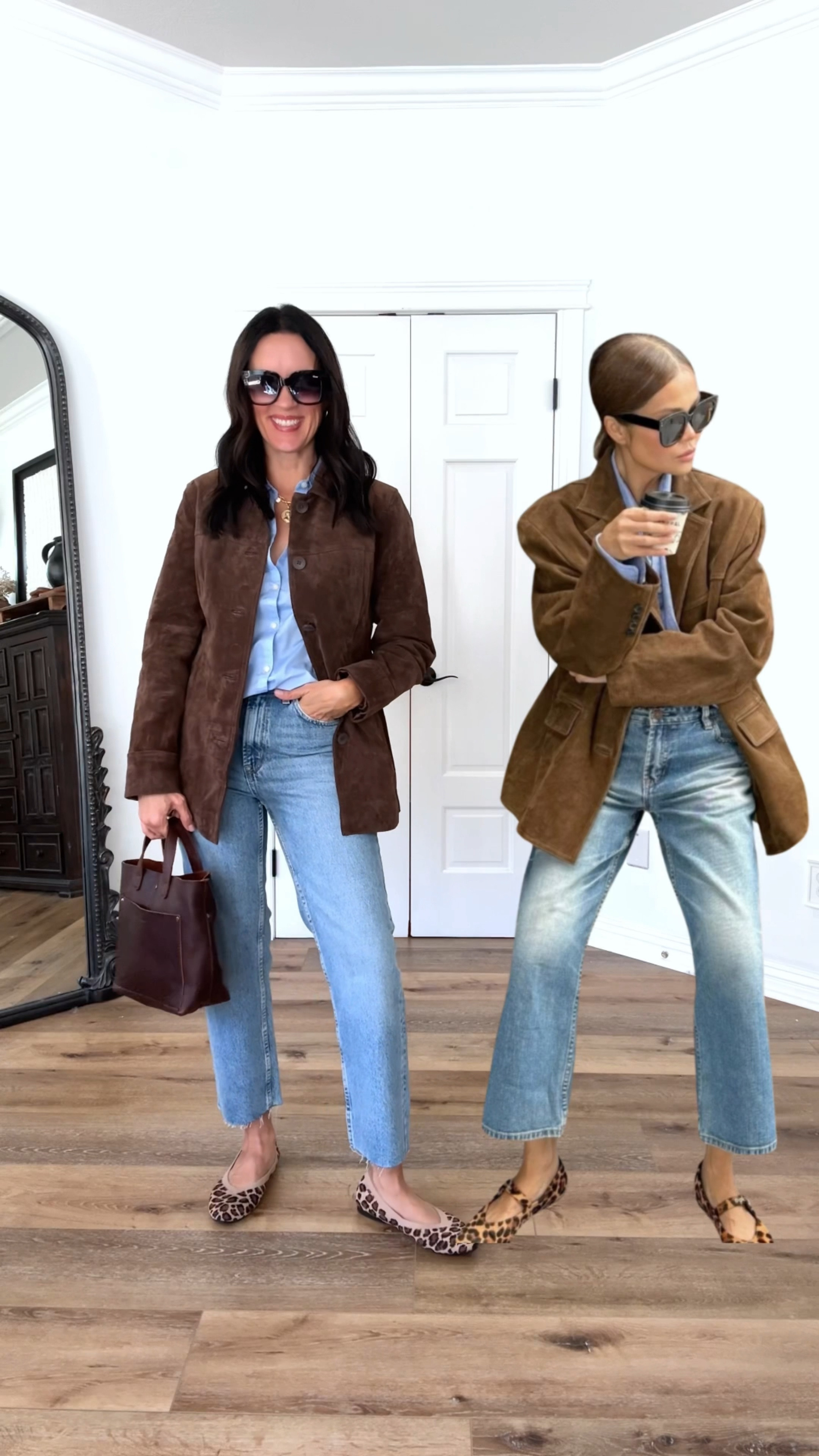 Pinterest inspo with a dreamy and slightly  more budget-friendly suede jacket, another super hot trend for fall! 

Sizing:
Suede jacket-in medium, going to size up to large for a more oversized fit
Blue button down-Gap Factory, in small
Ankle jeans-Mango, size up!!
Leopard flats-Target, linked exact plus options 

casual outfit | fall outfit | elevated casual 

#LTKOver40 #LTKFindsUnder100 #LTKStyleTip