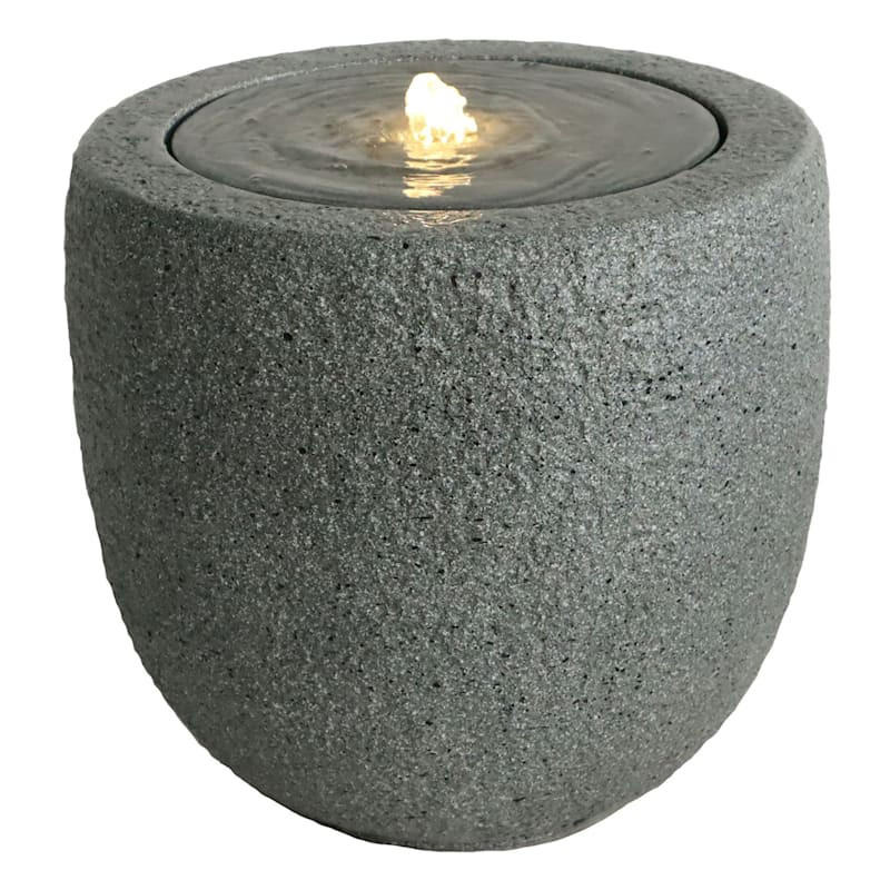 Crosby St. Polystone Round Grey LED Outdoor Fountain, 17" | At Home