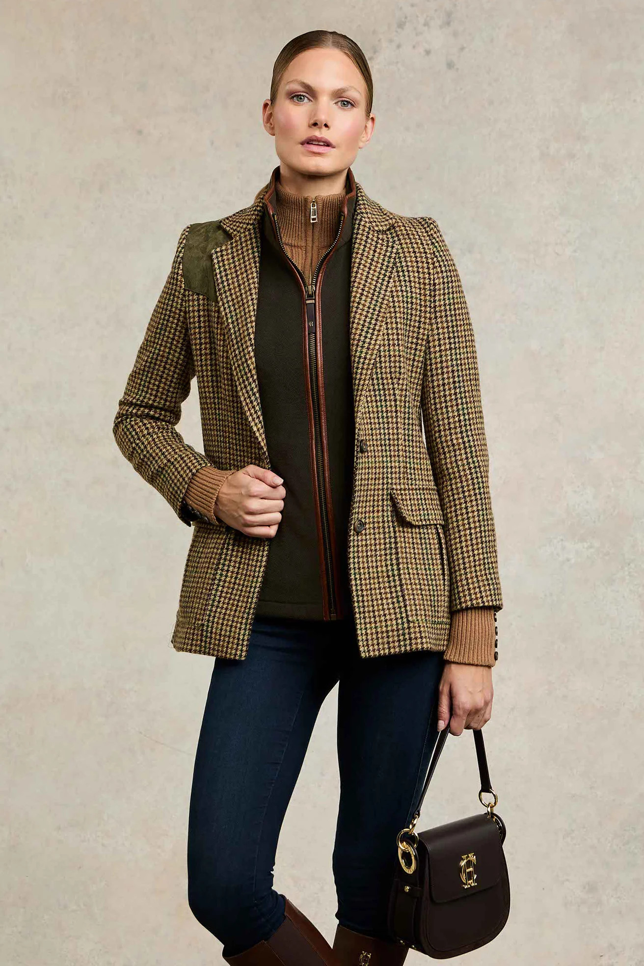 Single Breasted Field Blazer (Hailes Green Tweed) | Holland Cooper