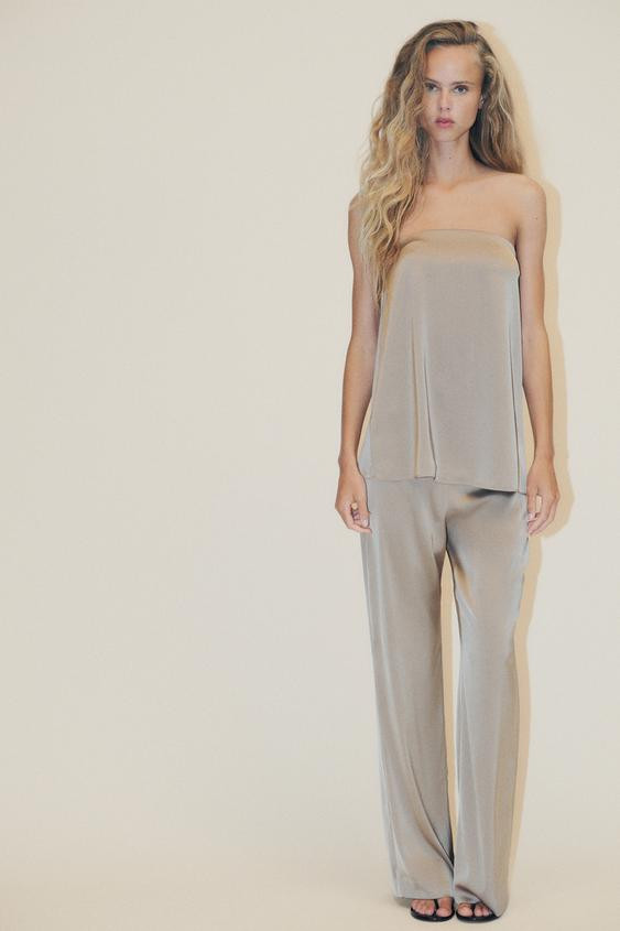 STRAPLESS SATIN EFFECT TOP | Zara US