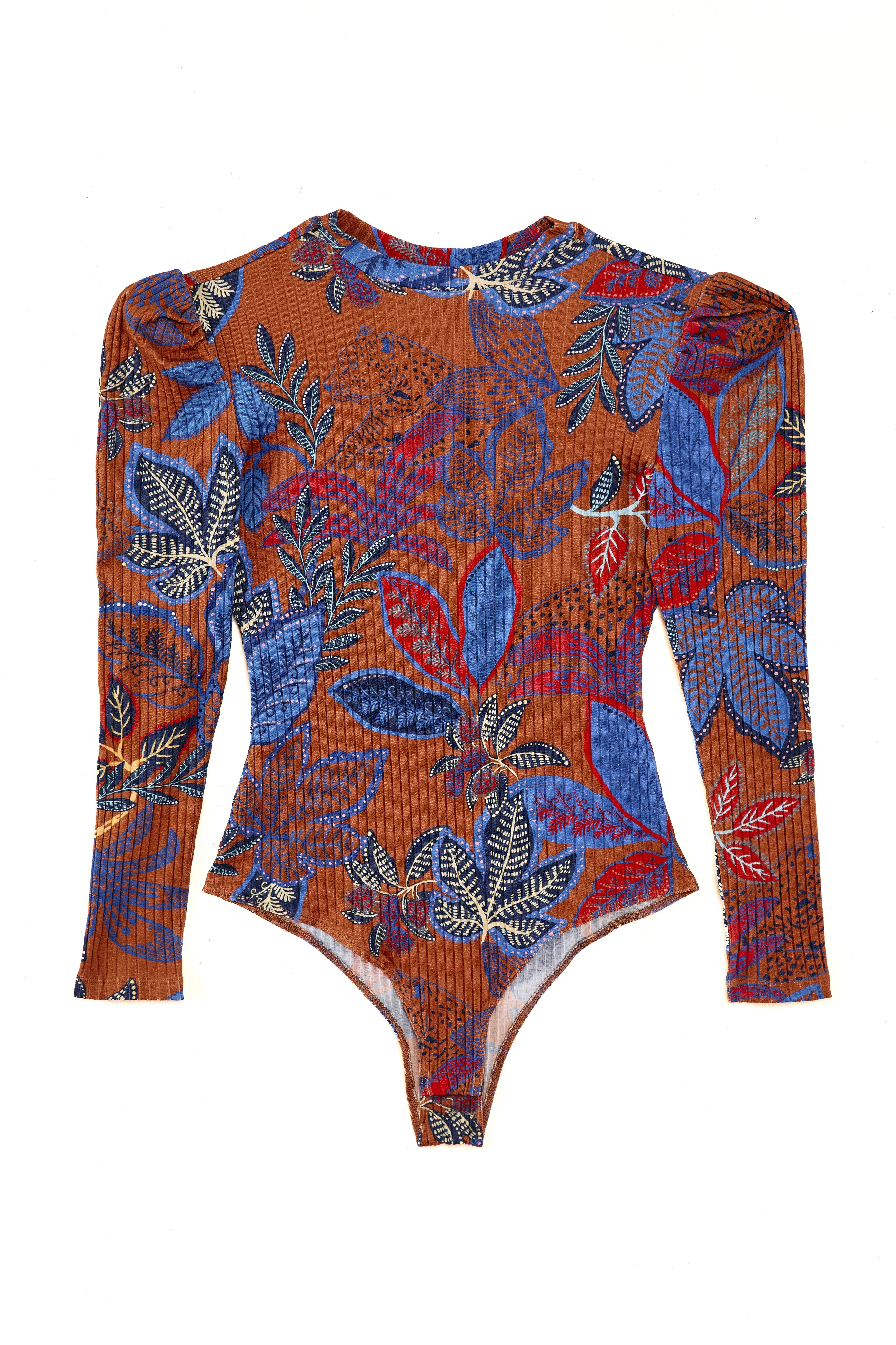 brown wild jungle organic cotton bodysuit | FarmRio (US)