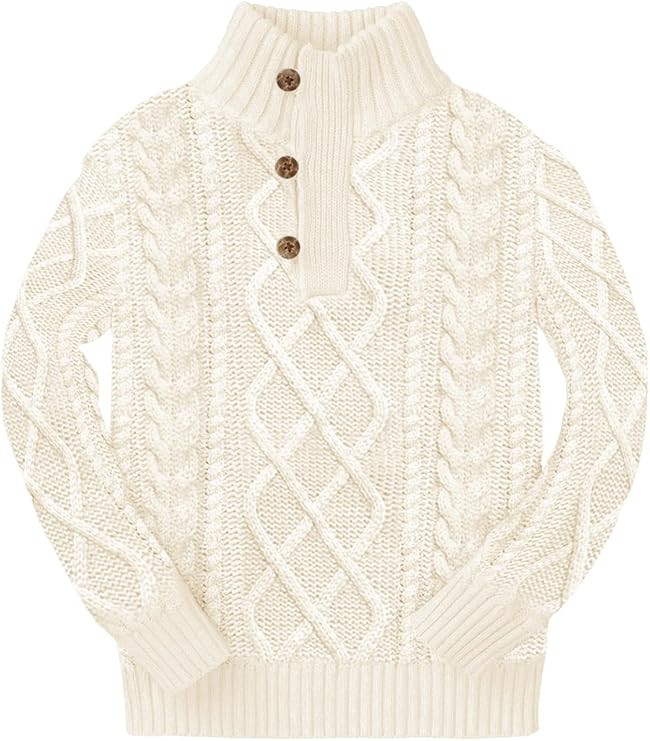 Kingdenergy Kids Sweaters Boys Turtleneck Button Up Cable Knit Winter Warm Long Sleeve Fall Pullo... | Amazon (US)
