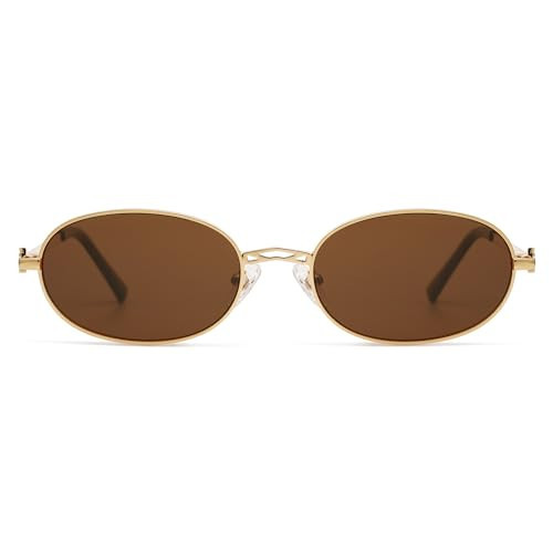 Appassal Retro Oval Sunglasses for Women Men Trendy Designer 90s Sun Glasses Classic Shades AP3662 Gold/Brown | Amazon (US)