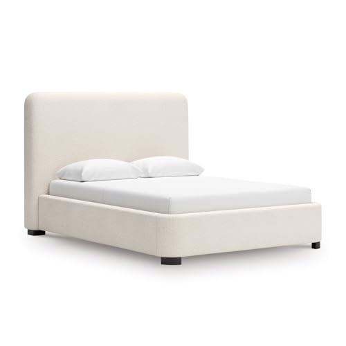 Signature Design by Ashley Brandinlane Casual Queen Upholstered Bed, Foundation/Box Spring Required, Nuvella Cleanable Performance Fabric, 54.63" High, Beige | Amazon (US)