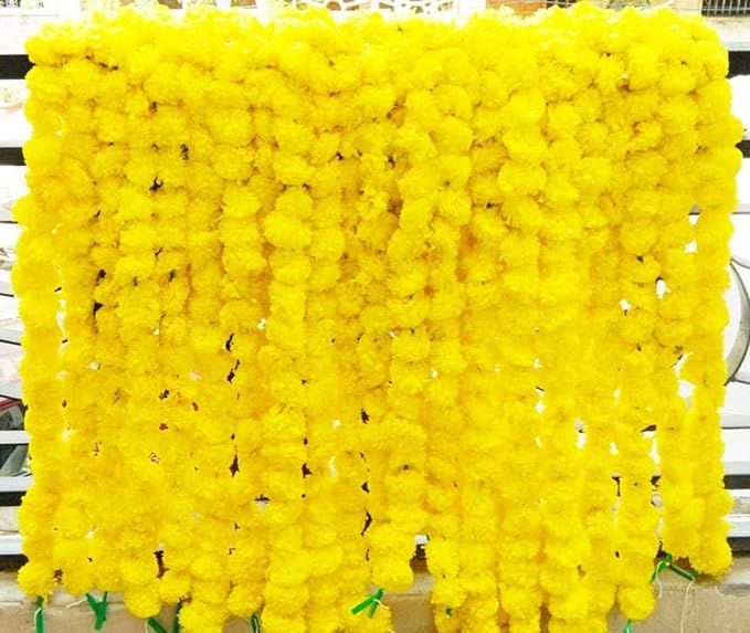 Krati Exports 5 PC - 5 feet Yellow Marigold Garland |Indian/American Wedding Party Mantle Decorat... | Amazon (US)