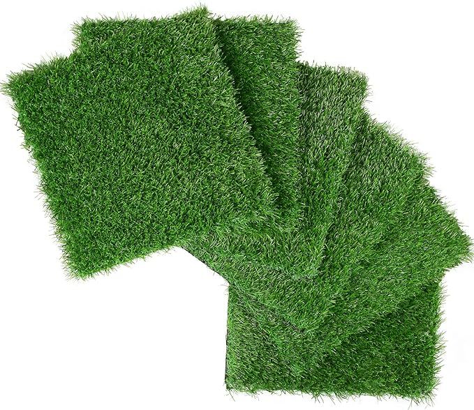XLX TURF 6 Pack Artificial Grass Square Mats, 12"x12" Green Fake Grass Turf Tiles Table Decor Pla... | Amazon (US)