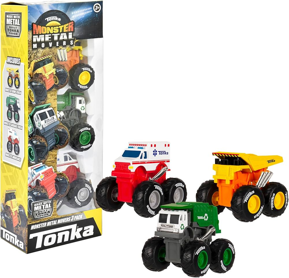 Tonka Monster Metal Movers 3-Pack Dump Truck, Garbage Truck & EMT Truck | Amazon (US)