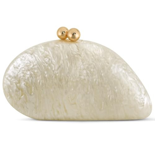 Amazon.com: NEWROGENG Acrylic Seashell Clutch Purse for Women, Elegant Marble Evening Bag with Go... | Amazon (US)
