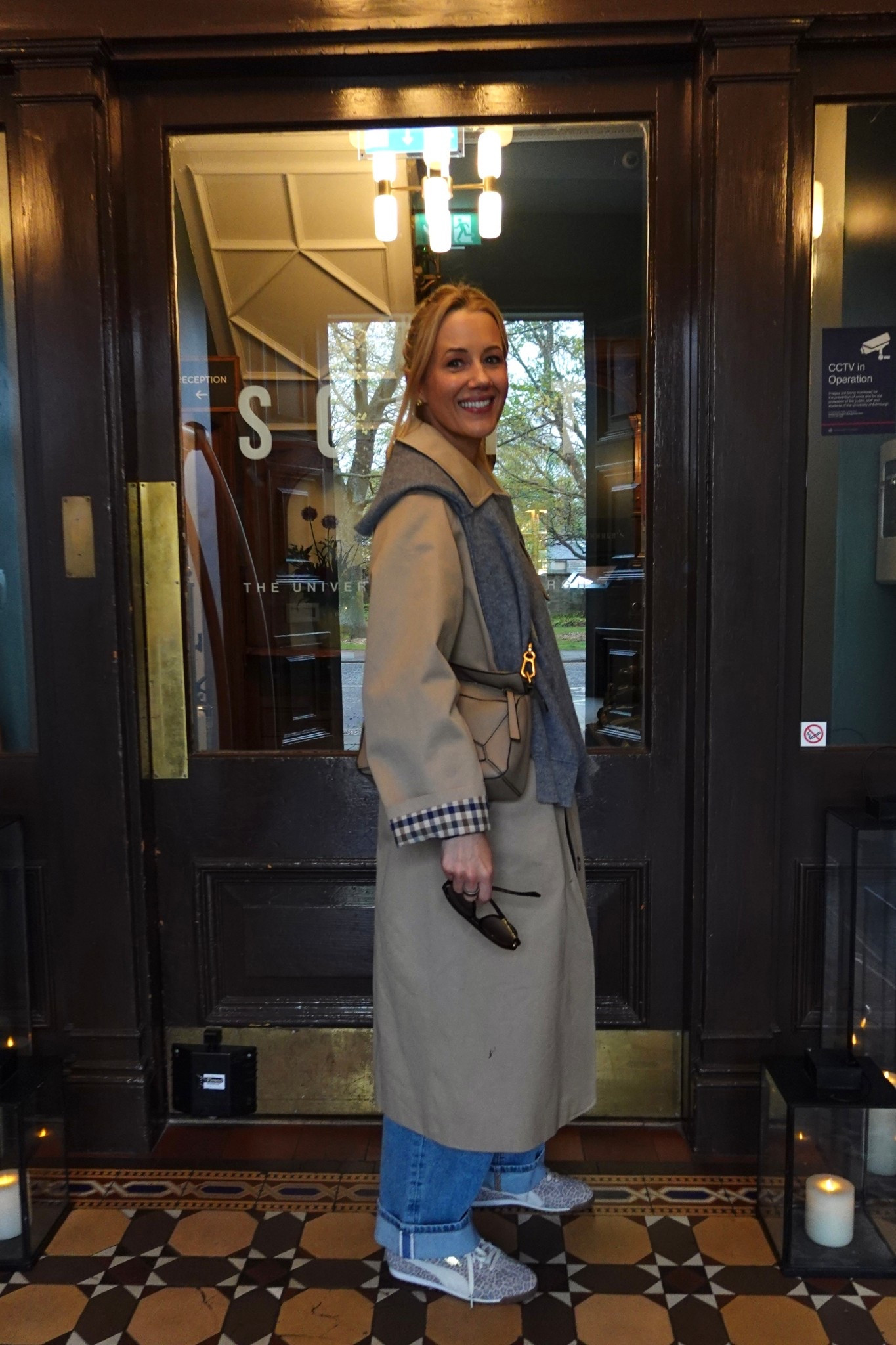 Wearing a 6 in the Clyde Coat
Zara jeans I’m wearing in a 6 (the lighter of the two pairs they are slightly better length on me) 
An XS in the navy merino v neck (nicely slouchy) 
Uniqlo tshirt in white and size small. 