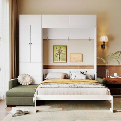 Queen Murphy Bed with Integrated Sofa and Storage Cabinets | Wayfair North America
