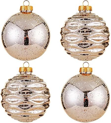 Large Christmas Ball Ornaments 4-inch,Champagne Oversized Shatterproof Plastic Decorative Hanging... | Amazon (US)