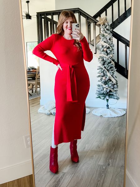 Sweater dress from amazon wearing size medium. Midi dress. Valentine’s Day dress. Red dress. 

#LTKSeasonal #LTKunder50 #LTKstyletip