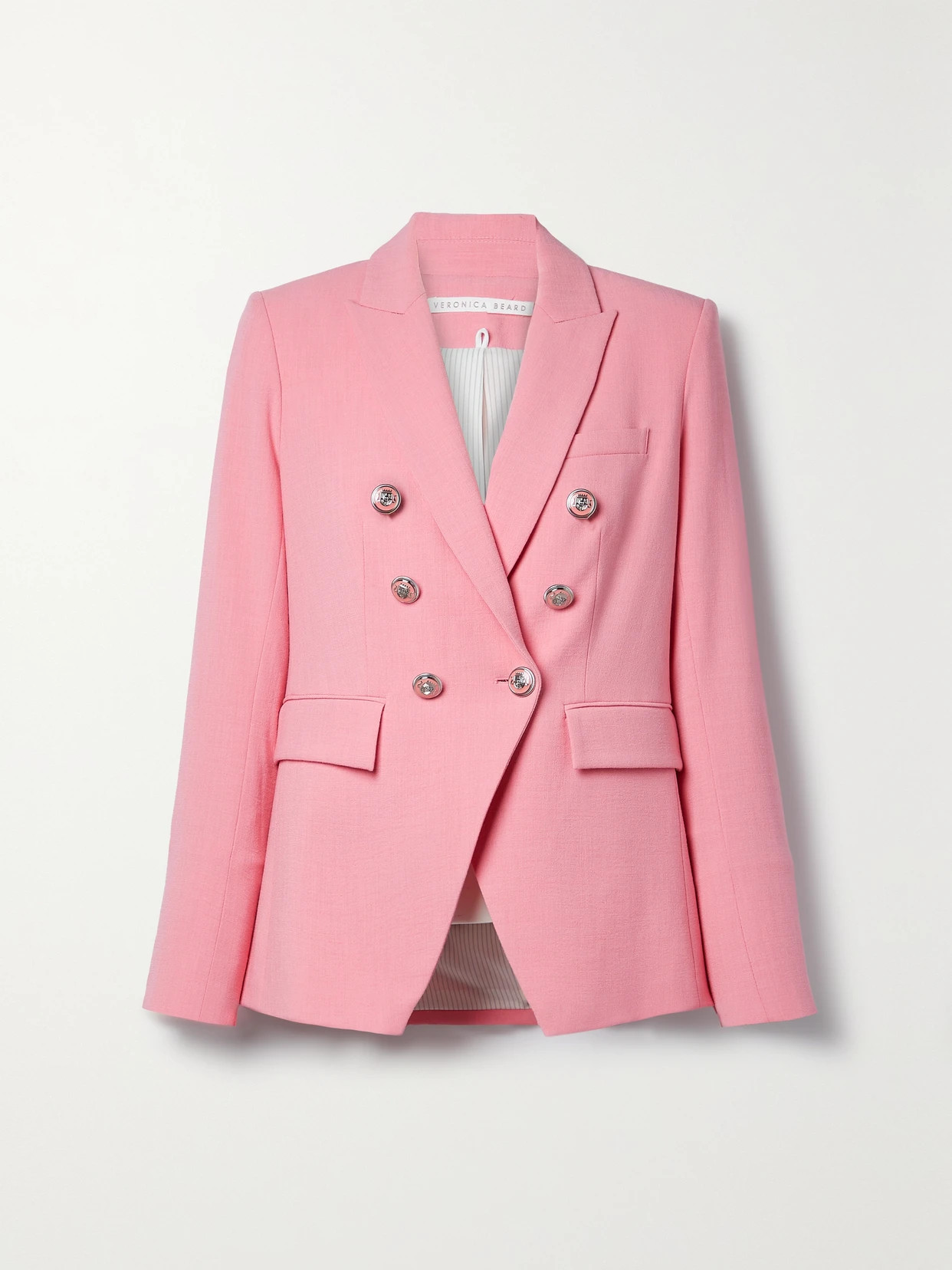 Veronica Beard - Miller Dickey Double-breasted Grain De Poudre Blazer - Pink | NET-A-PORTER (US)