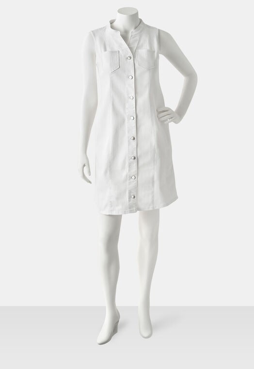 Button Front White Jean Dress - CBK Web Store | Christopher & Banks (US)