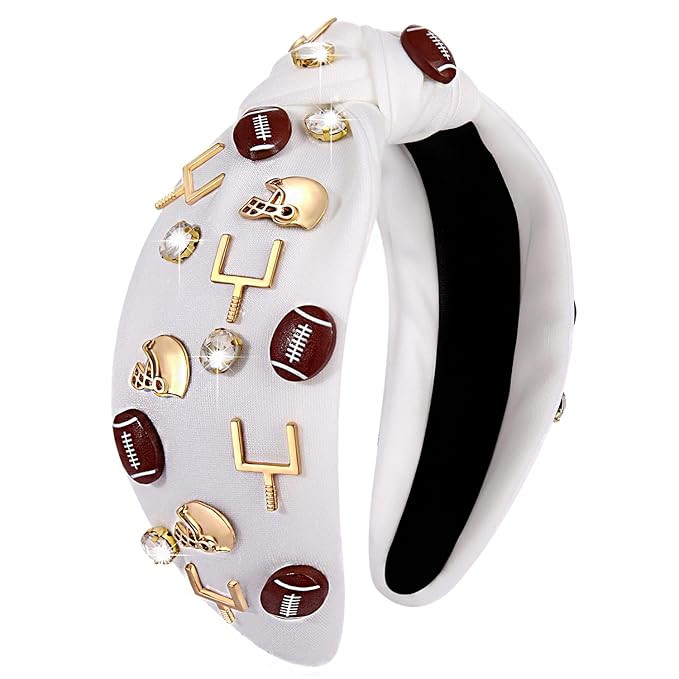 Football Headband for Women Beaded Rhinestone Crystal Knotted Hairband Jeweled Embellished Game D... | Amazon (US)
