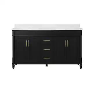Martha Stewart Living Highfield 60 in. Bath Vanity in Inpress Black with Cultured Marble Vanity T... | The Home Depot