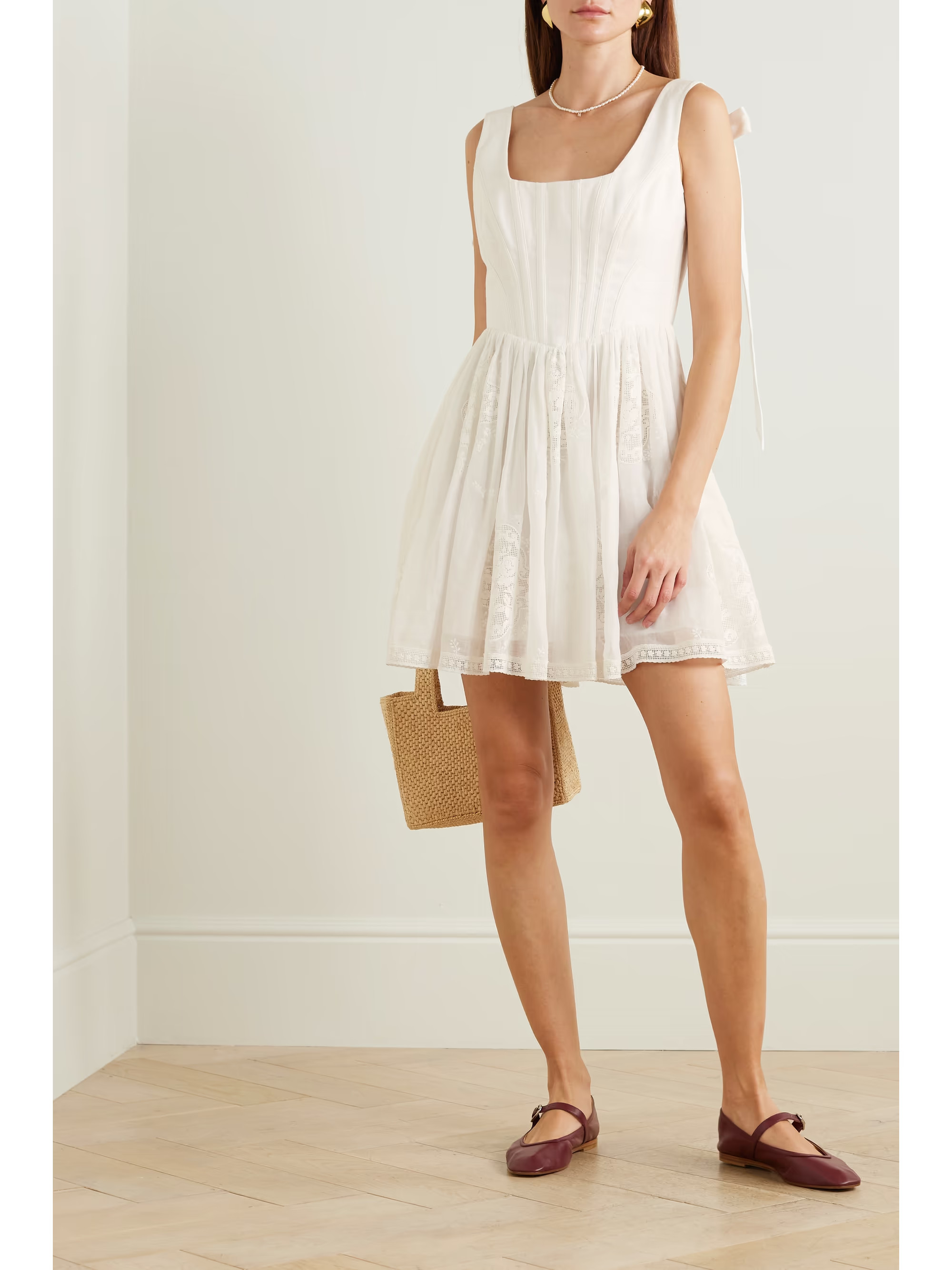 Alight lace-trimmed ramie bustier mini dress | NET-A-PORTER APAC