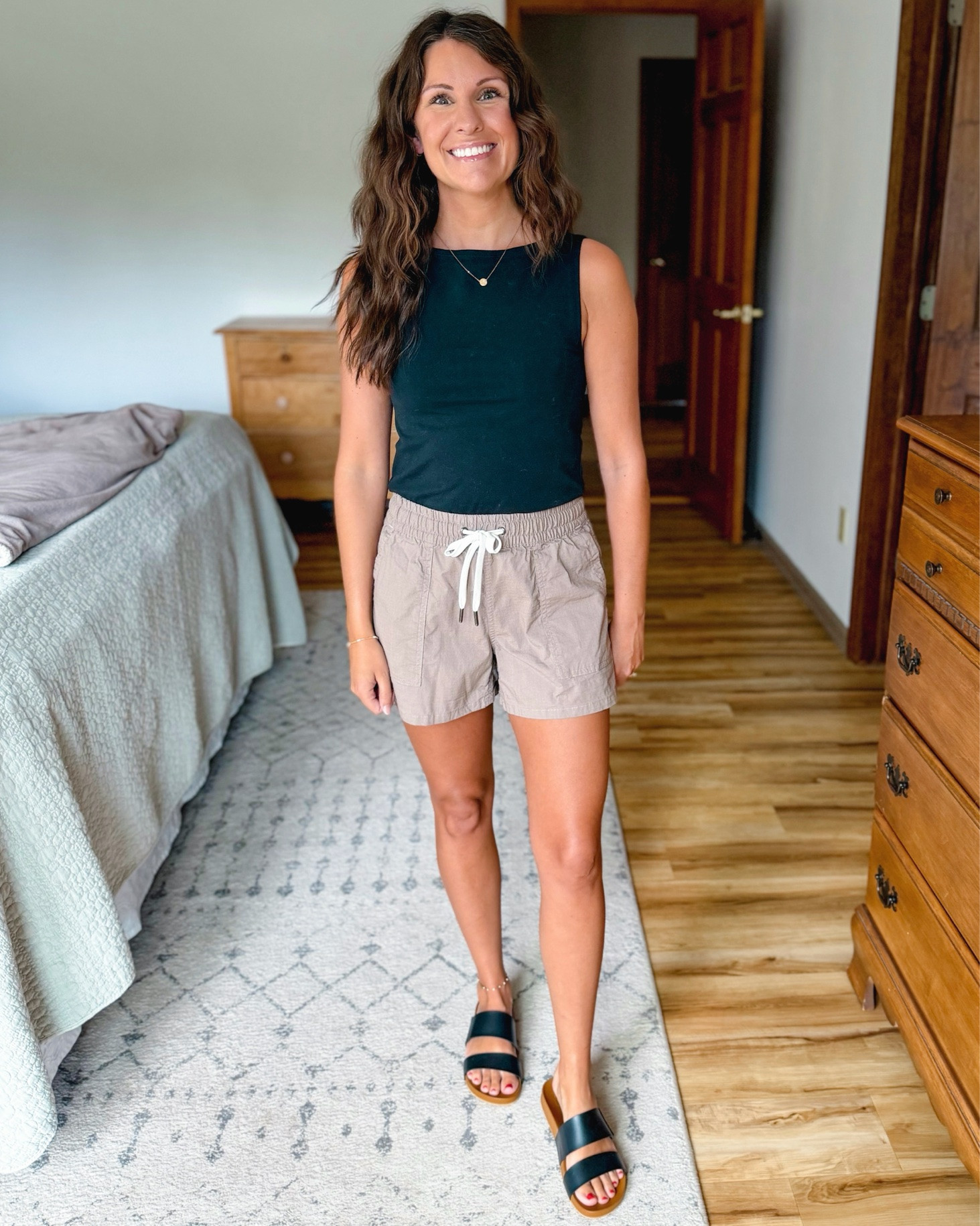 xs in my bra, xs in my tank and xs in my shorts. My sandals are size 6.

#LTKPetite #LTKgrwm #LTKootd