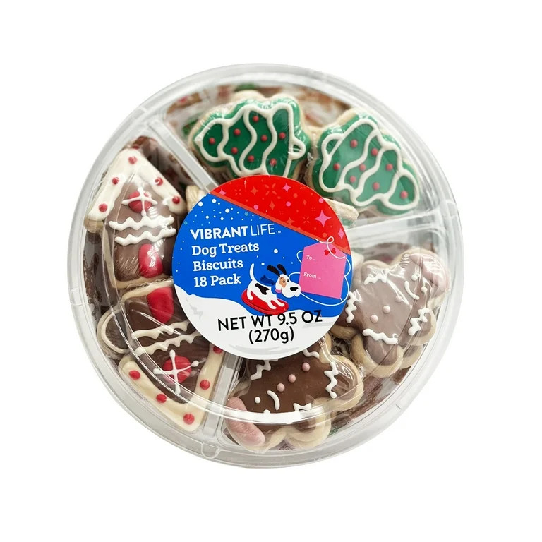 Vibrant Life Crunchy Holiday Biscuit Treats for Dogs, Peanut Butter Flavor, 9.5 oz Net Weight | Walmart (US)