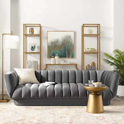 Modway Silver Orchid Burke Channel Tufted Performance Velvet Sofa | Wayfair North America