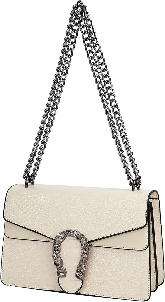 Crossbody Shoulder Evening Bag for Women - Snake Printed Leather Messenger Bag Chain Strap Clutch... | Amazon (US)