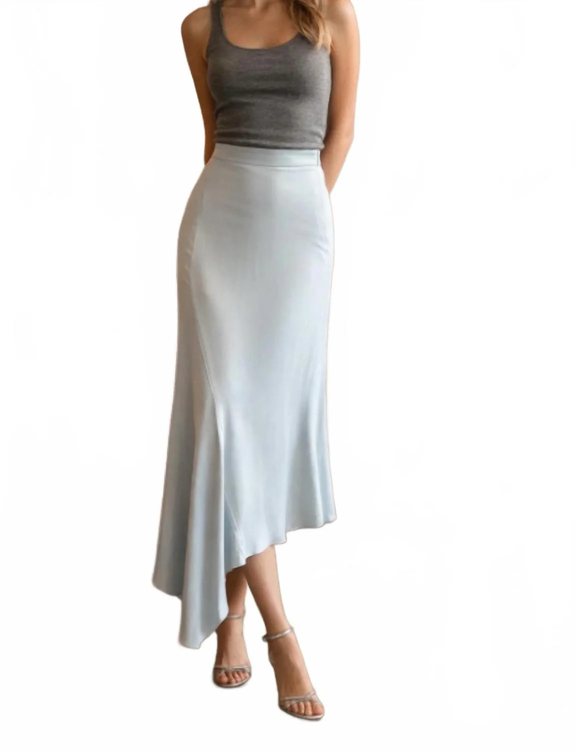 Bias Cut A-Line Skirt In Icy Blue | Shop Simon