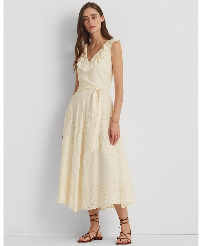 Lauren Ralph Lauren Eyelet Cotton Voile Dress & Reviews - Dresses - Women - Macy's | Macys (US)