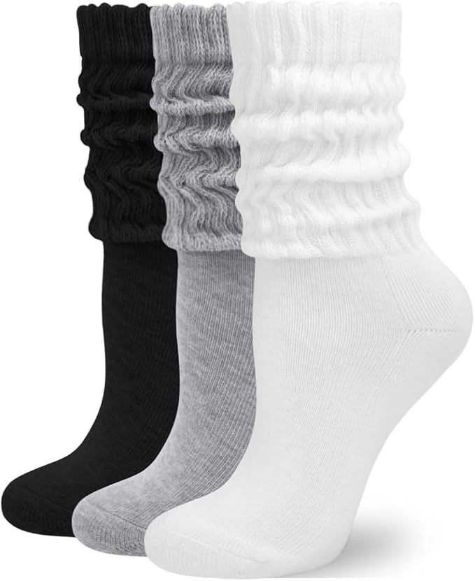 Rehelu Womens Scrunch Crew Socks Cushioned Cotton Retro Slouchy Boot Socks | Amazon (US)