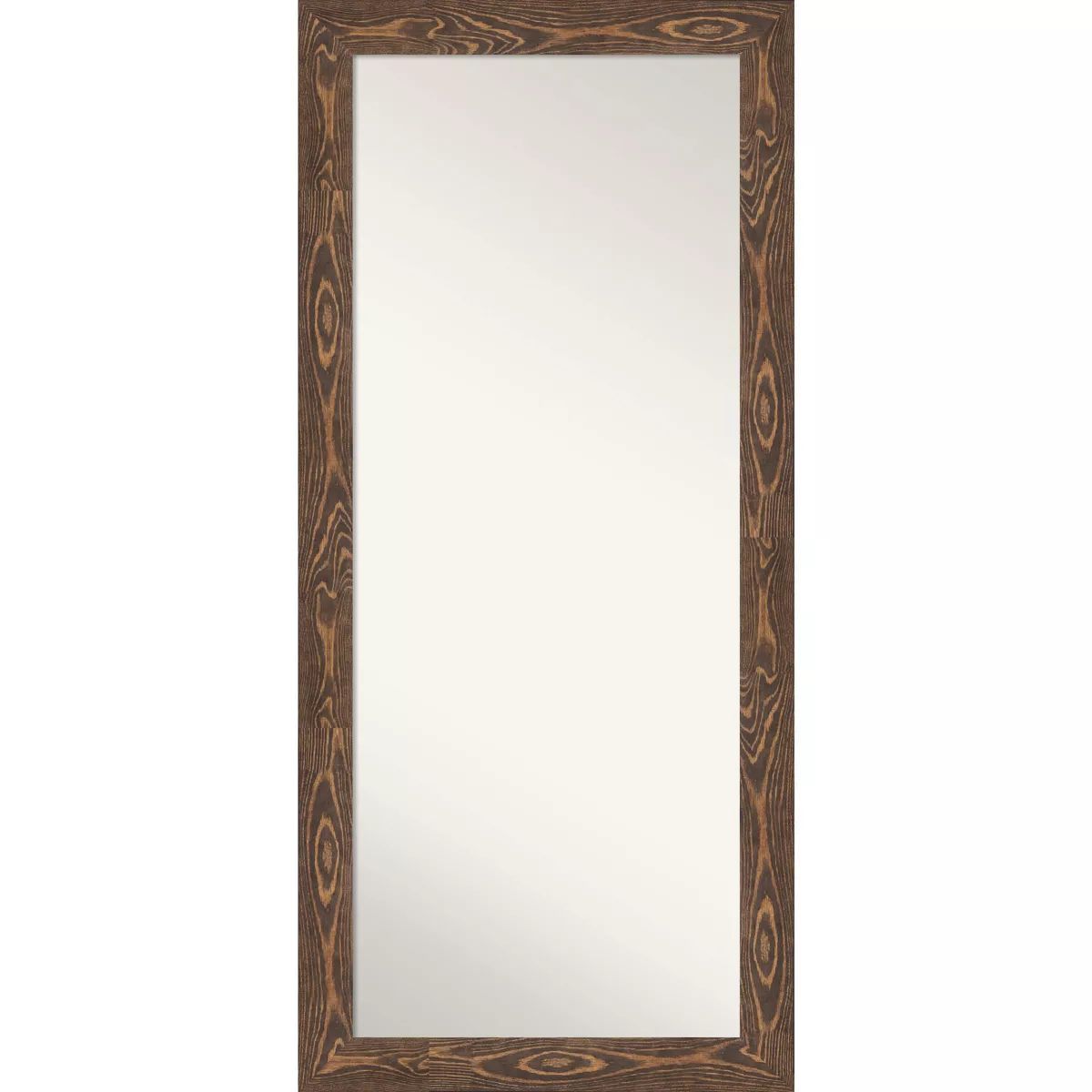 30" x 66" Non-Beveled Bridge Brown Wood Full Length Floor Leaner Mirror - Amanti Art | Target