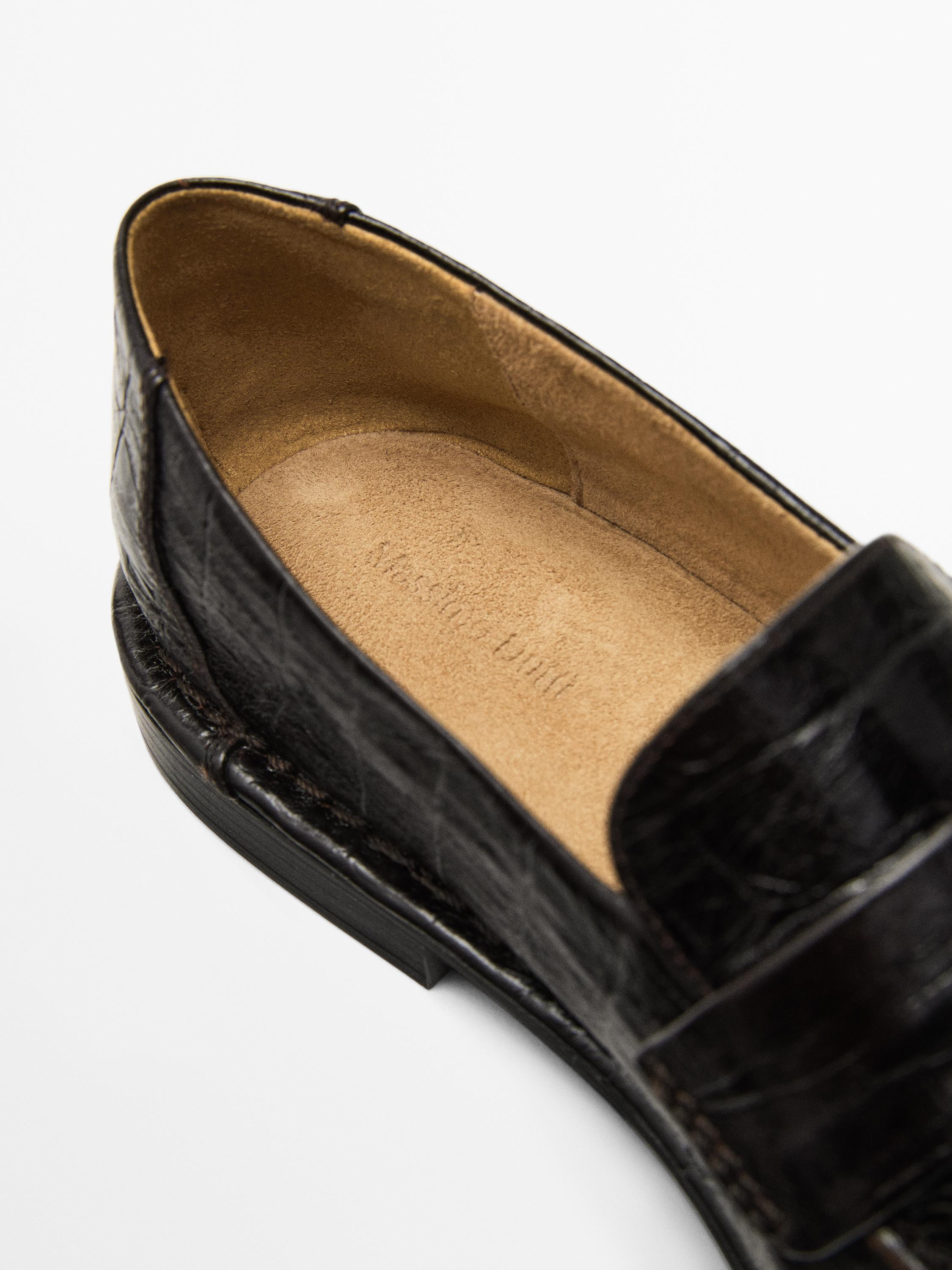 Mock croc embossed loafers | Massimo Dutti US
