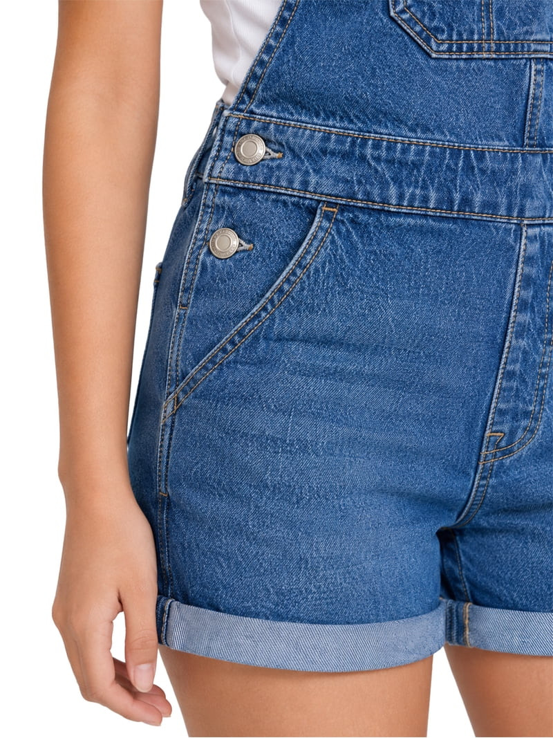 No Boundaries Denim Shortalls, 3" Inseam, Women's Sizes XXS-XXL | Walmart (US)