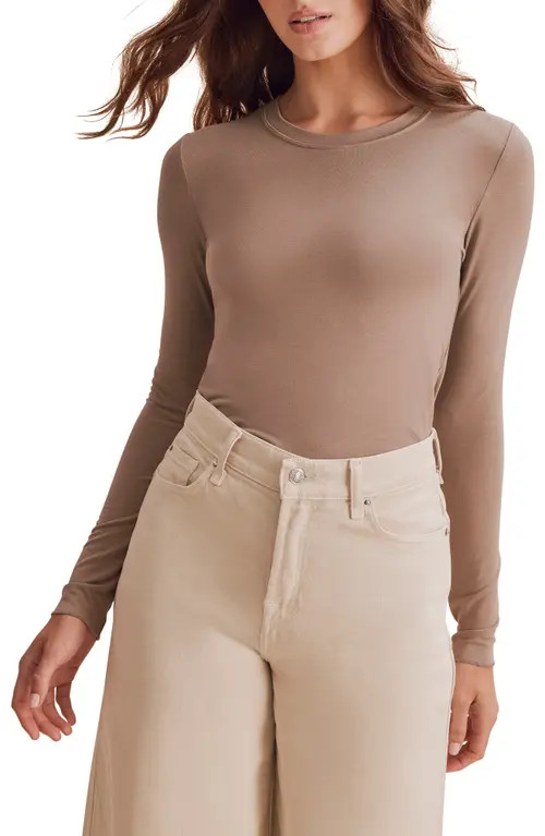 Splendid Long Sleeve Crewneck T-Shirt in Taupe at Nordstrom, Size Small | Nordstrom