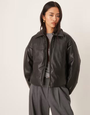 JJXX faux leather zip jacket in black | ASOS (Global)