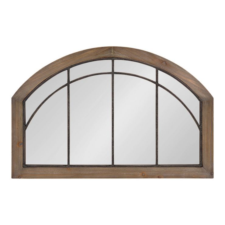 36" x 24" Haldron Wood Arch Mirror Rustic Brown/Black - Kate and Laurel | Target