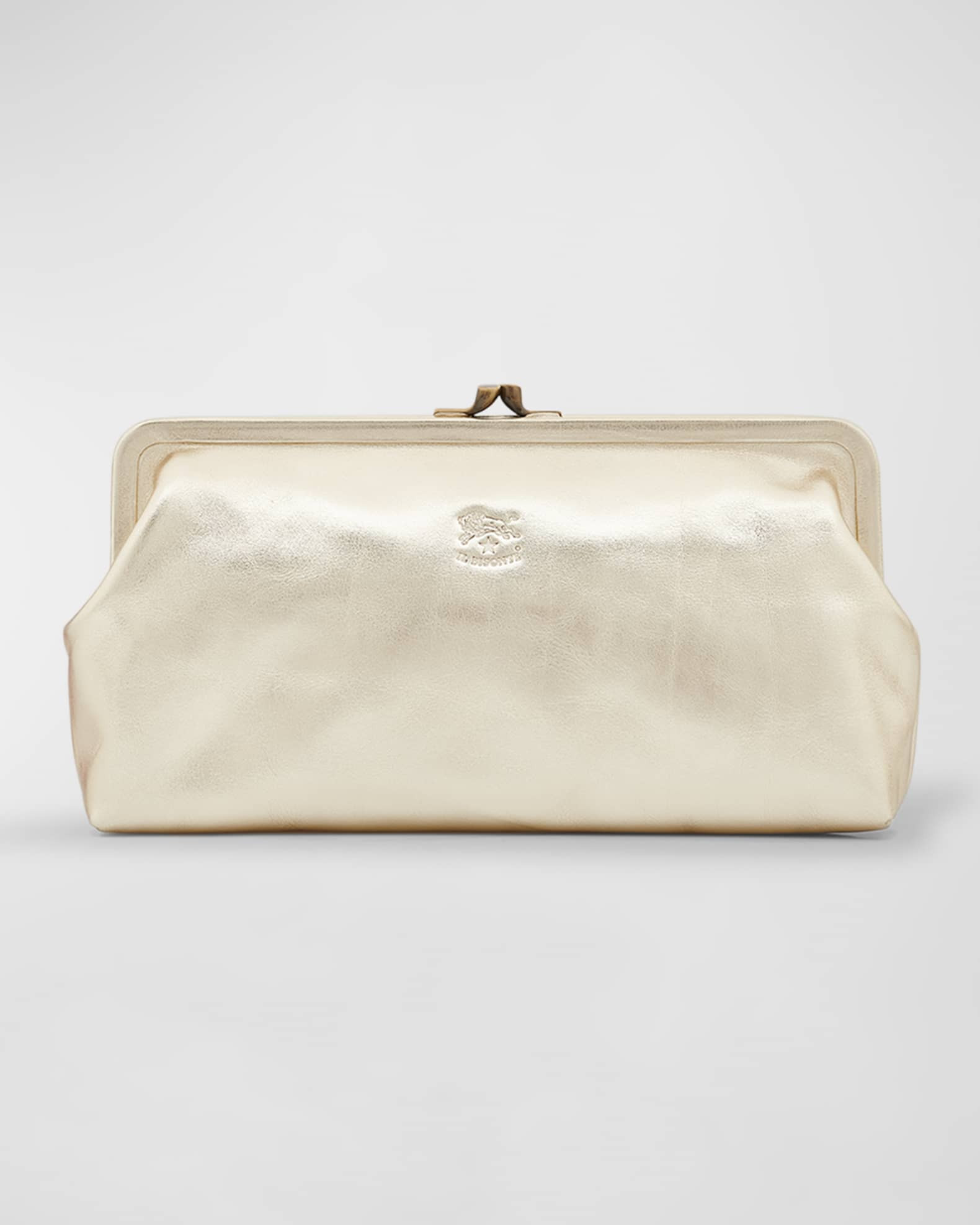 Classic Metallic Leather Clutch Bag | Neiman Marcus