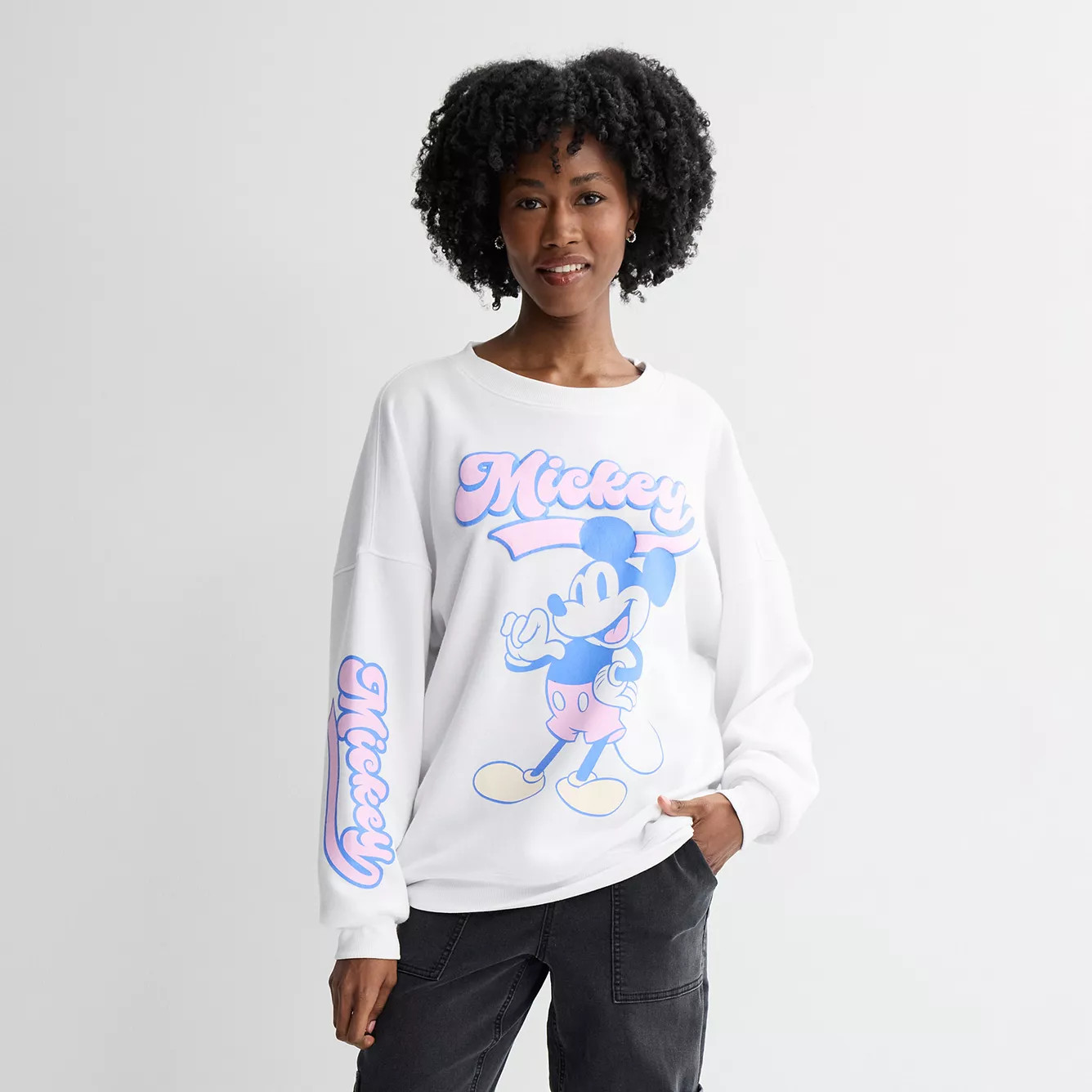 Juniors' Disney's Mickey Mouse Oversized Graphic Pullover | Kohl's