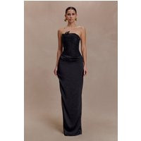 Asha Floral Mesh And Satin Maxi Dress - Black I MESHKI I Size XS | MESHKI US