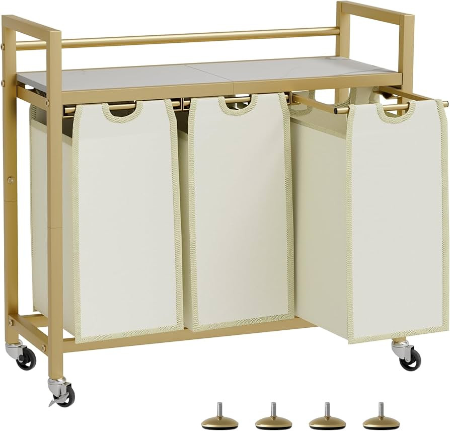 Laundry Hamper, Laundry Basket, Laundry Sorter with 3 Removable Bags, Clothes Basket with 3 Compa... | Amazon (US)