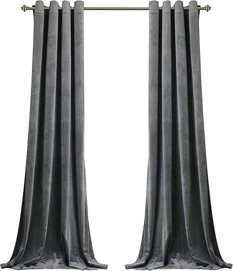 StangH Grey Velvet Curtains for Living Room - 96 inches Long Light Blocking Velvet Curtain Panels... | Amazon (US)
