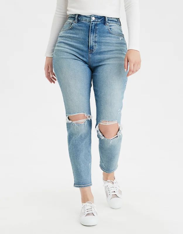 AE Stretch Ripped Curvy Mom Jean | American Eagle Outfitters (US & CA)