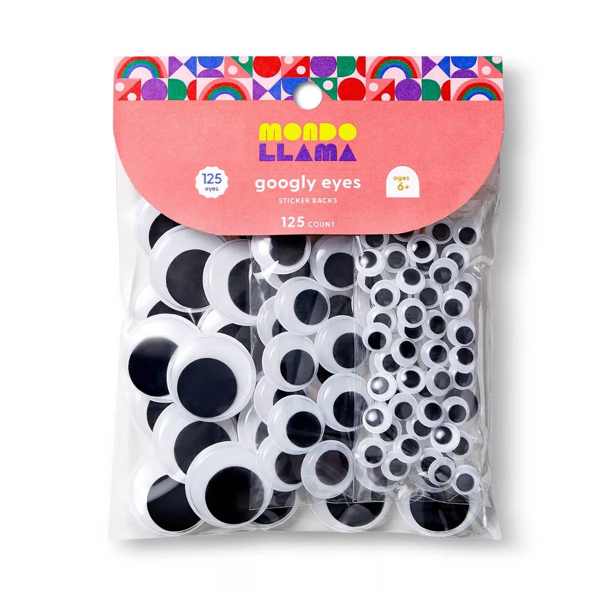 125ct Googly Eyes with Sticker Back Black - Mondo Llama™ | Target