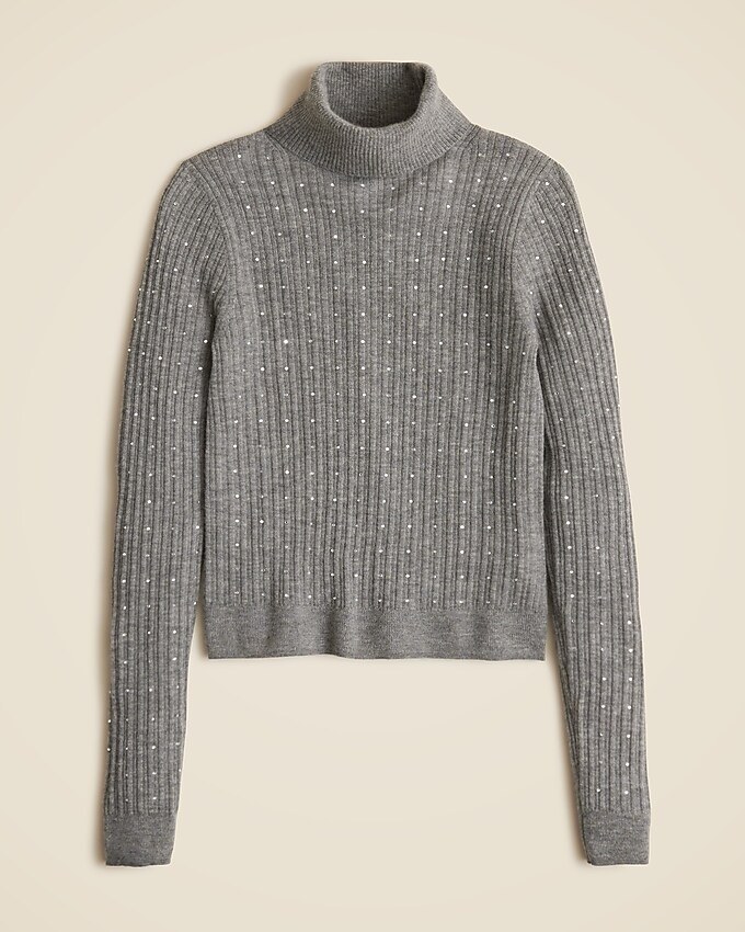 Featherweight cashmere turtleneck sweater with rhinestones | J. Crew US