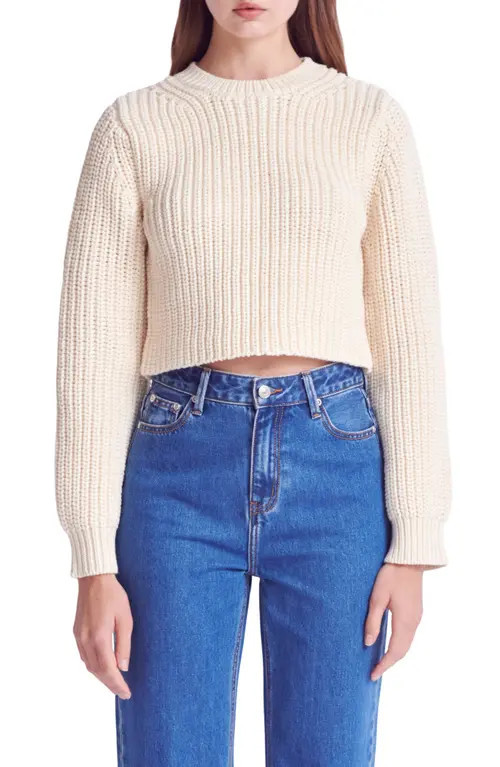 English Factory Crewneck Crop Sweater in Cream at Nordstrom, Size Small | Nordstrom