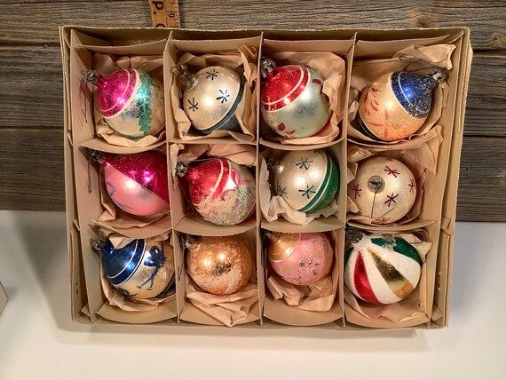 Vintage Christmas Tree 12 Ornaments Balls 50' | Etsy | Etsy (US)