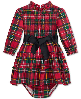 Polo Ralph Lauren Baby Ruffled-Trim Plaid Dress - Macy's | Macy's