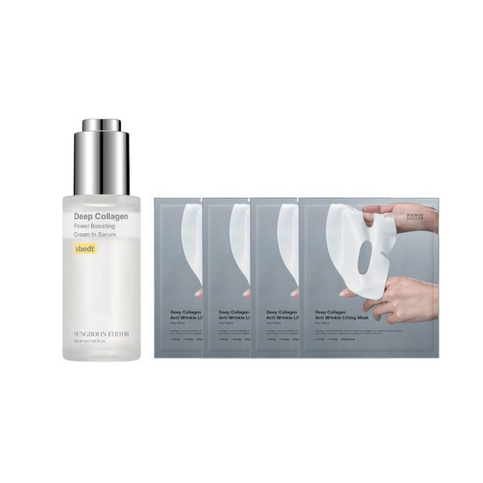 SUNGBOON EDITOR - Deep Collagen Power Boosting Cream In Serum - 30ml (1ea) + Deep Collagen Power Boosting Mask (4ea) Set | Stylevana