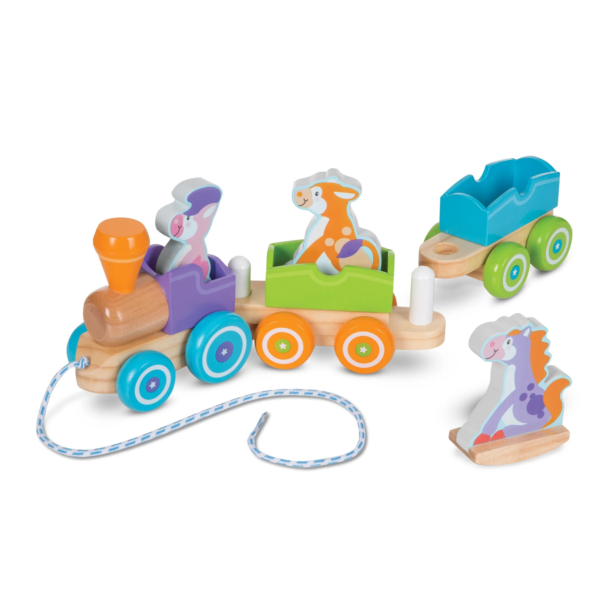 Melissa & Doug First Play Wooden Rocking Farm Animals Pull Train | Walmart (US)