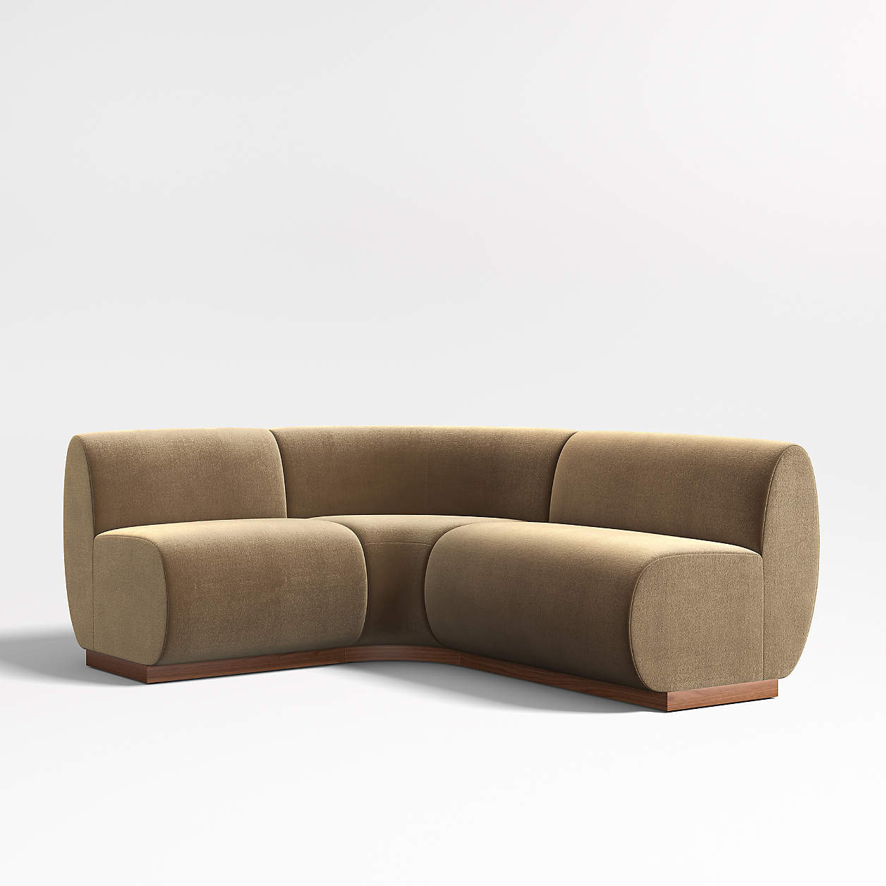Leandro Ochre Brown Single L-Shaped Loveseat Dining Banquette with Rounded Corner + Reviews | Cra... | Crate & Barrel