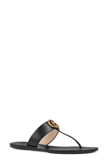 Women's Gucci Marmont T-Strap Sandal, Size 5US / 35EU - Black | Nordstrom