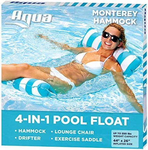 Aqua 4-in-1 Monterey Pool Hammock & Float, 50% Thicker, Patented Non-Stick PVC, Multi-Purpose Wat... | Amazon (US)